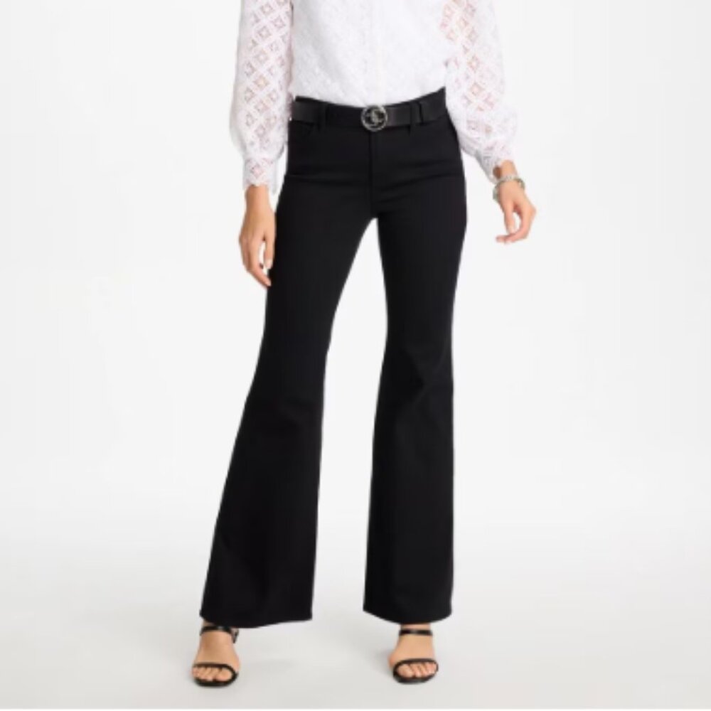 NWT US Size 2 Tall Chico's So Slimming Girlfriend Flare - Black Velveteen (ABBA)